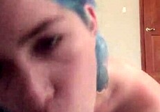Skye blue teen with big boobs masturbates with Fake tits toys