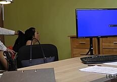 Milf and secretary pleasure themselves for the office cash in High Definition video