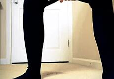 Older woman does stop pants several times while urinating