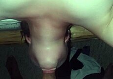 Cute slim slut with natural red hair and big naturals blowjob like a pro