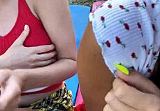 दो क्यूट लड़कियों से मिला और पब्लिक में वाइल्ड ग्रुप सेक्स किया