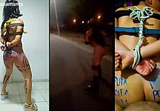 被绑骚货萨曼塔在捆绑性交中作为BDSM奴隶受辱