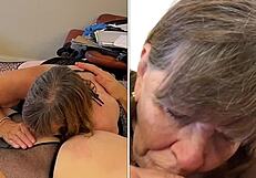 Deep throating cu granny matură Carmen în acțiune sălbatică acasă