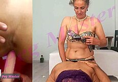 Дупето на мъжа под правилата на жена като секси милф доминира! 😈