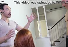 Dua pria Asia masseur kasih masase happy ending ganda ke gadis ginger panas dan penetrasi lubang ganda - bananafever & otouch