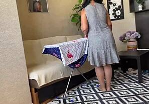 Busty amateur stepmom receives a hard anal pounding in an adult video
